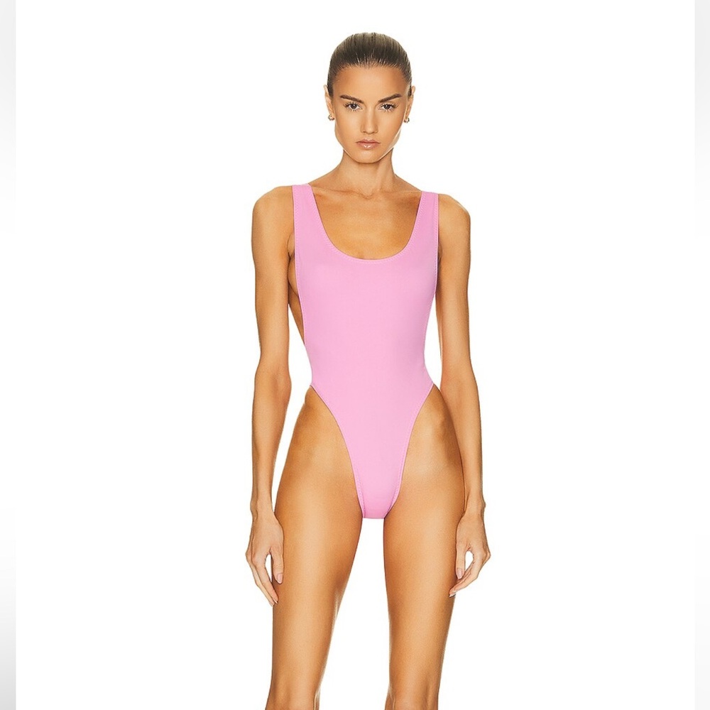 Norma Kamali Pink Scoop Neck One-Piece Swimsuit